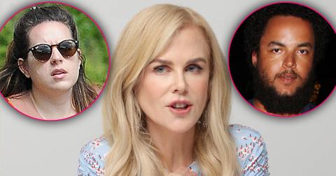 Nicole Kidman Looking Concerned Closeup With Inset of Conner and Isabella Cruise