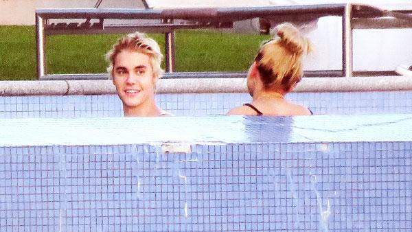 //justin bieber hailey baldwin swimming pool