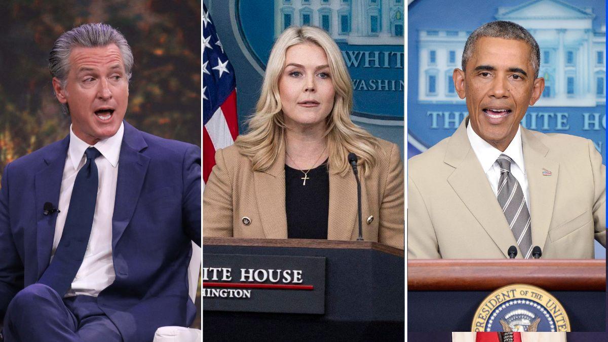 Photo of Gavin Newsom, Karoline Leavitt and Barack Obama