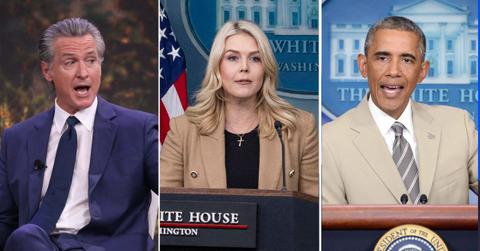 Photo of Gavin Newsom, Karoline Leavitt and Barack Obama