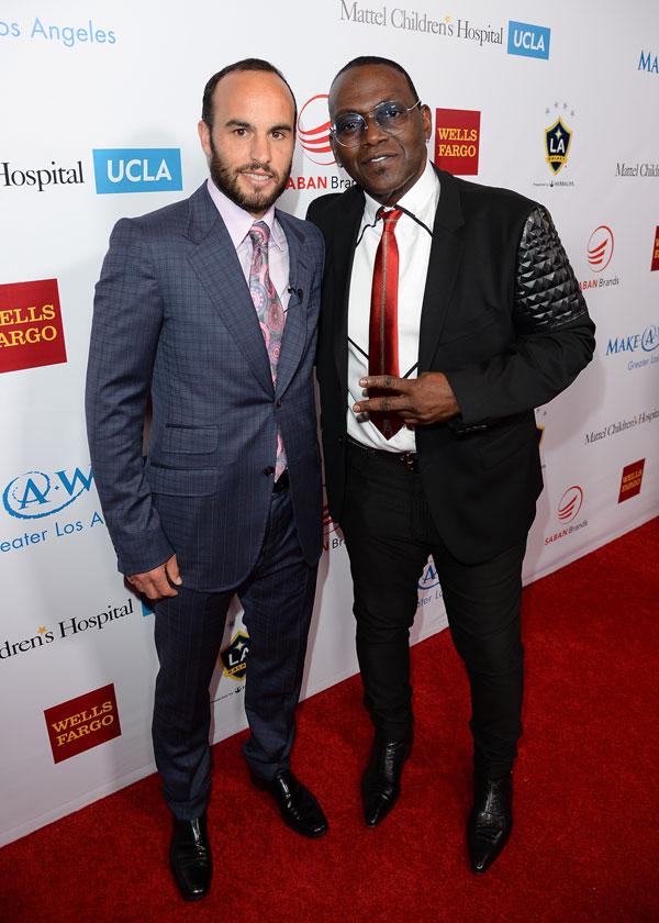 //la galaxy soccer player landon donovan and producer randy jackson attend the make a wish greater los angeles wishing well winter gala at the wilshire four seasons hotel on december