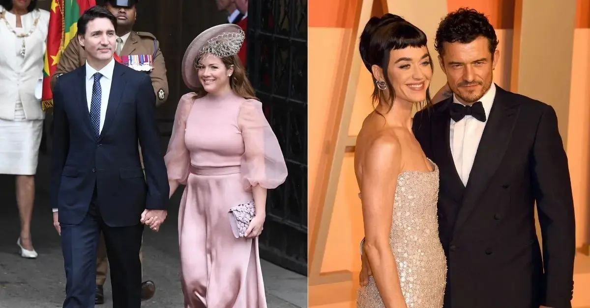 Split photos of Sophie Grégoire Trudeau, Justin Trudeau, Orlando Bloom and Katy Perry