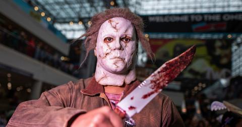 A man dressed up as Halloween's Michael Myers.