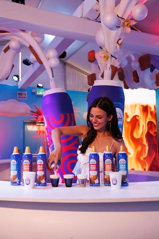 victoria justice at the international delight cold foam house enjoying cold foam creamer at coachella in indio ca