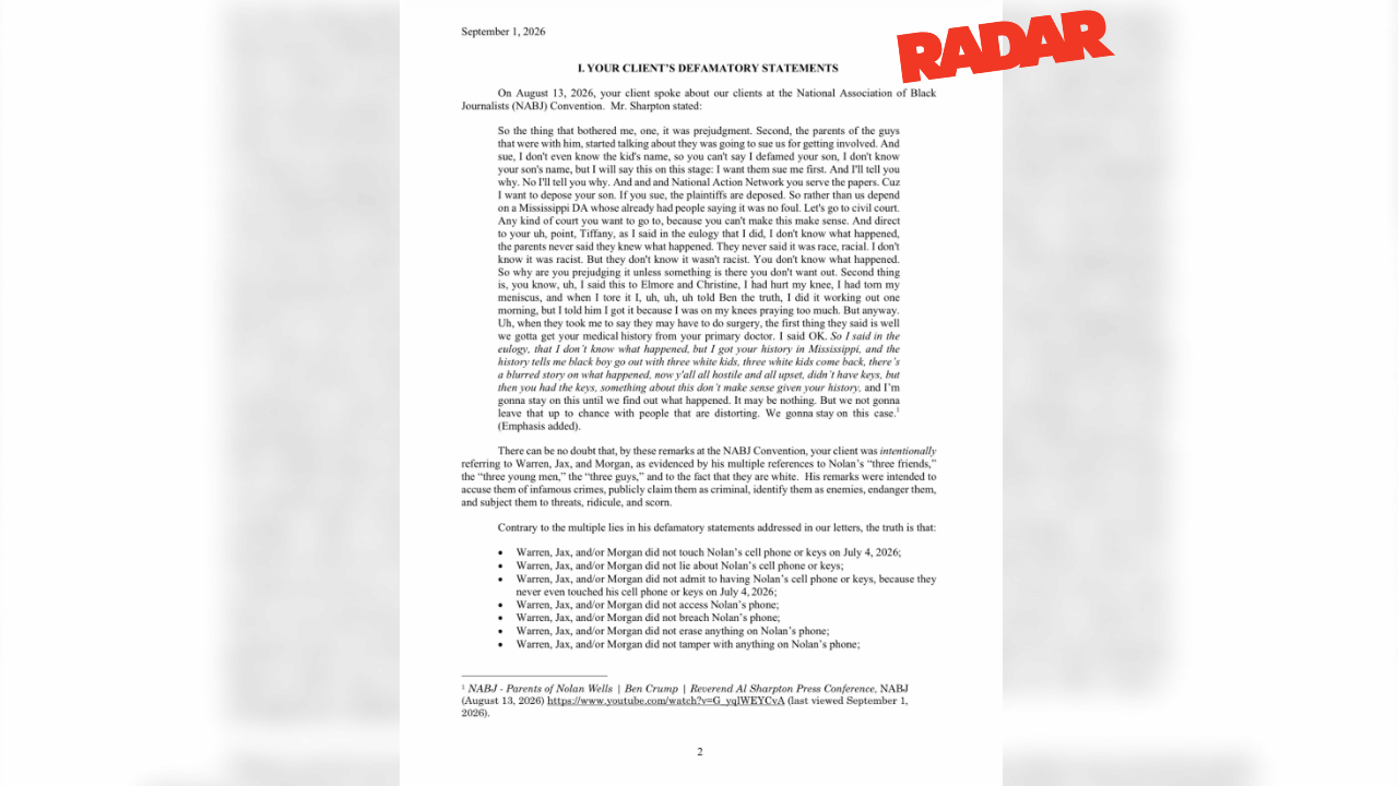 The teen boy's attorneys fired off a letter to Sharpton demanding he apologize.