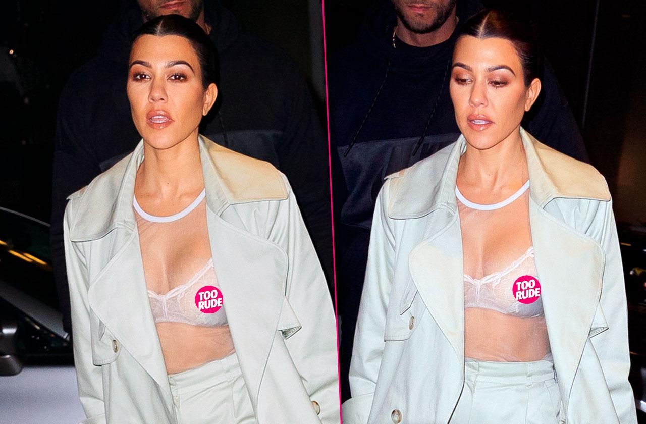 Kourtney Kardashian Suffers Nip Slip Wearing White Bra At Dinner