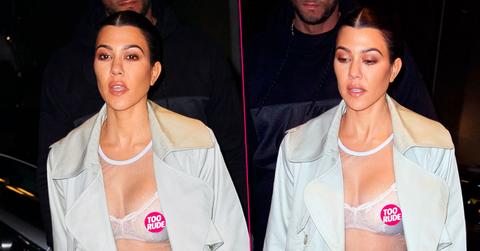 Kourtney Kardashian White Bra Nip Slip