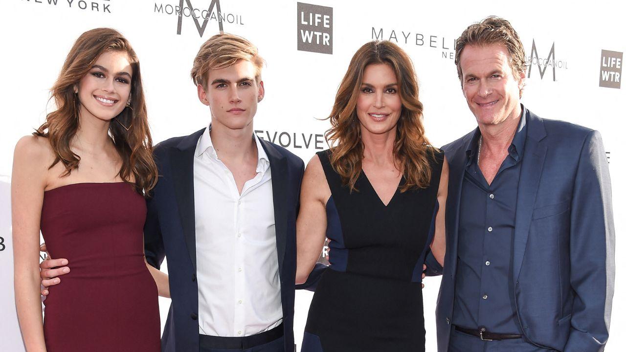 A photo of Kaia Gerber, Preston Gerber, Cindy Crawford, and Rande Gerber
