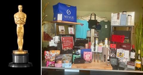 Split photo of Oscar, Swag products