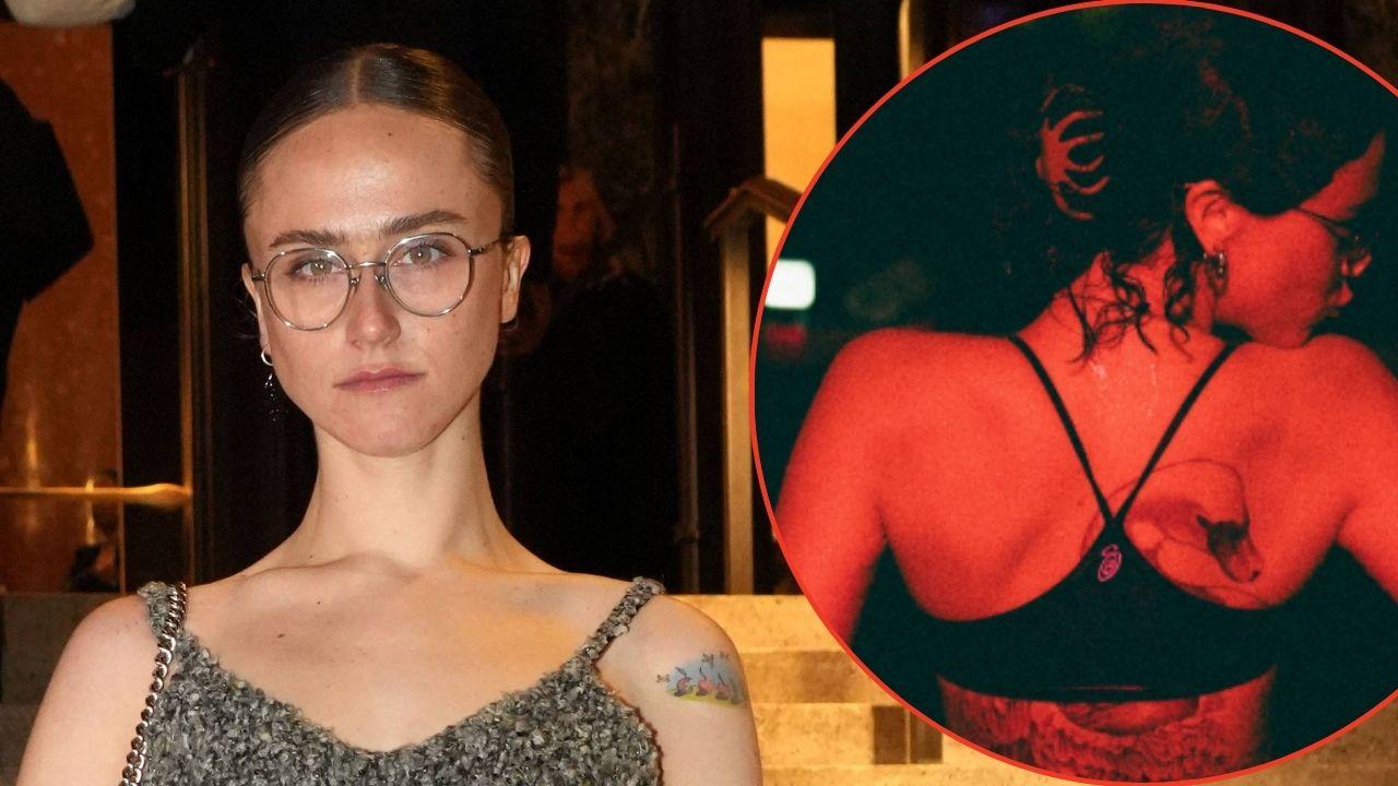 A photo of Ella Emhoff alongside a photo of Ella Emhoff in a bathing suit