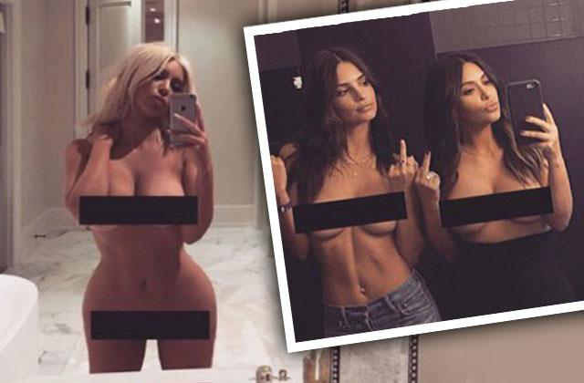 Kim Kardashian Nude Topless Emily Ratajkowski