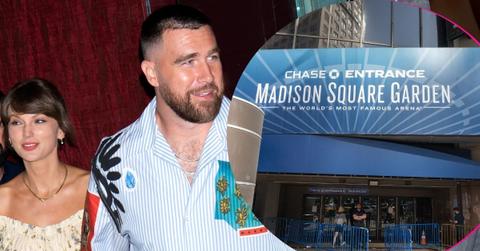 split image of Taylor Swift and Travis Kelce; Madison Square Garden