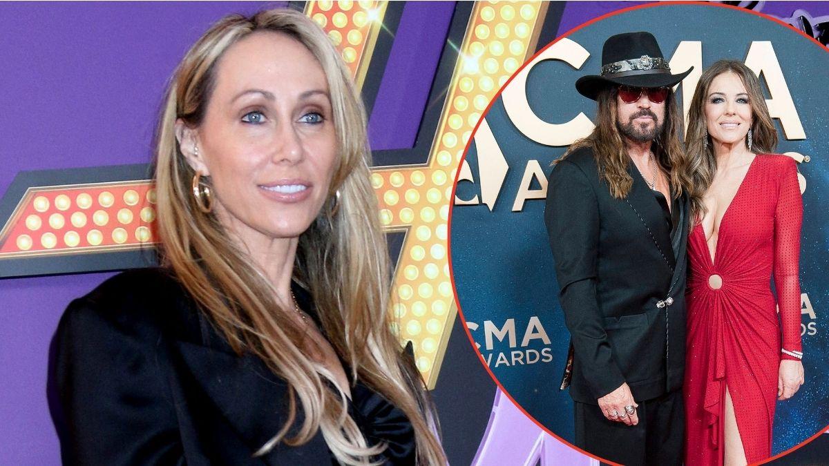 Split photos of Elizabeth Hurley, Billy Ray and Tish Cyrus