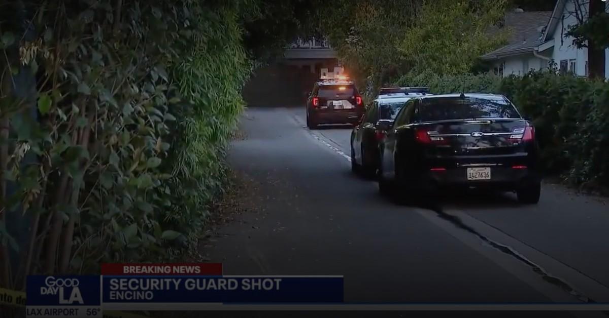 security guard shot outside of music execs encino home