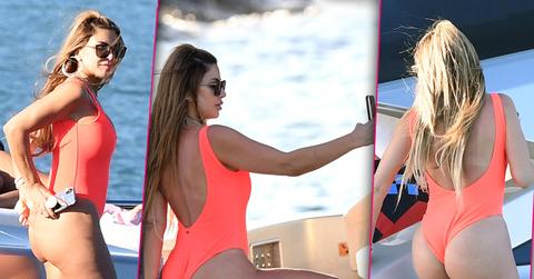 Larsa Pippen in Miami with Orange Swimsuit Miami