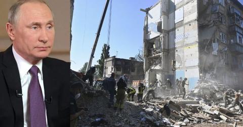 Photo of Vladimir Putin and Ukraine destruction