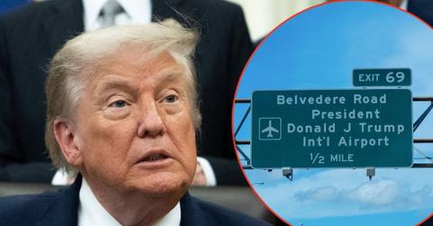 picture of Donald Trump and airport sign
