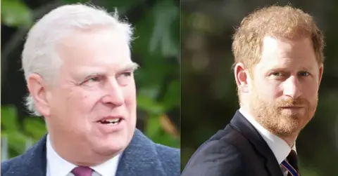 Composite photo of Prince Andrew and Prince Harry