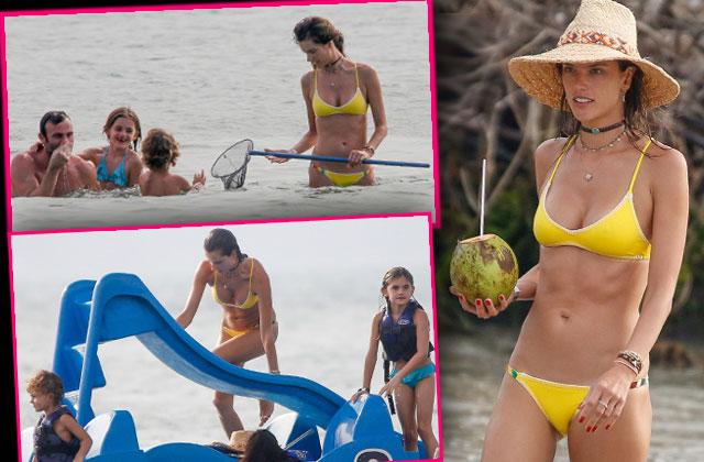 Alessandra Ambrosio Bikini Fishing Kids Brazil Pics