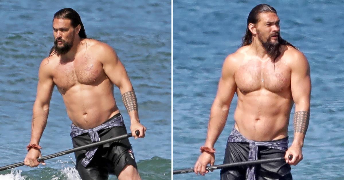 Aquaman Star Jason Momoa Shows Off His Chiseled Six Pack While Surfing In Hawaii