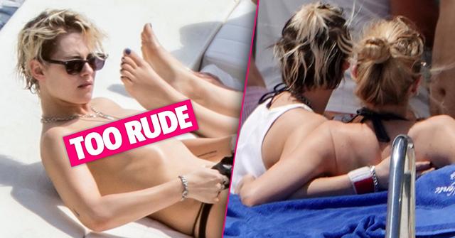 Kristen Stewart Topless and Cuddling With Stella Maxwell On Holiday