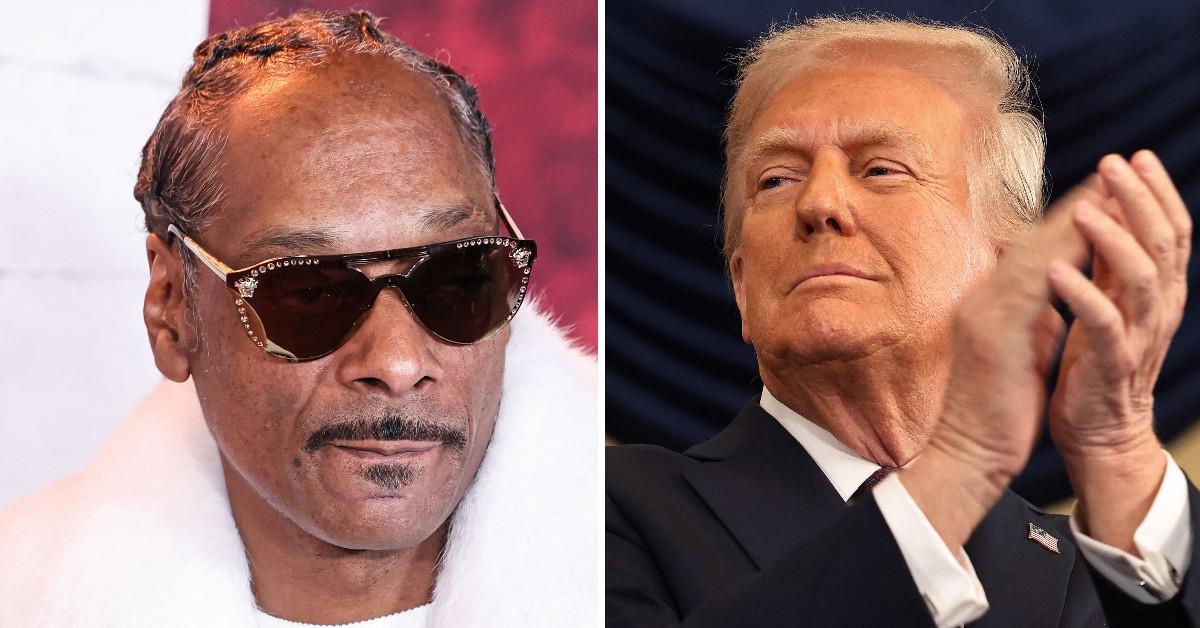 Split photo of Snoop Dogg, Donald Trump