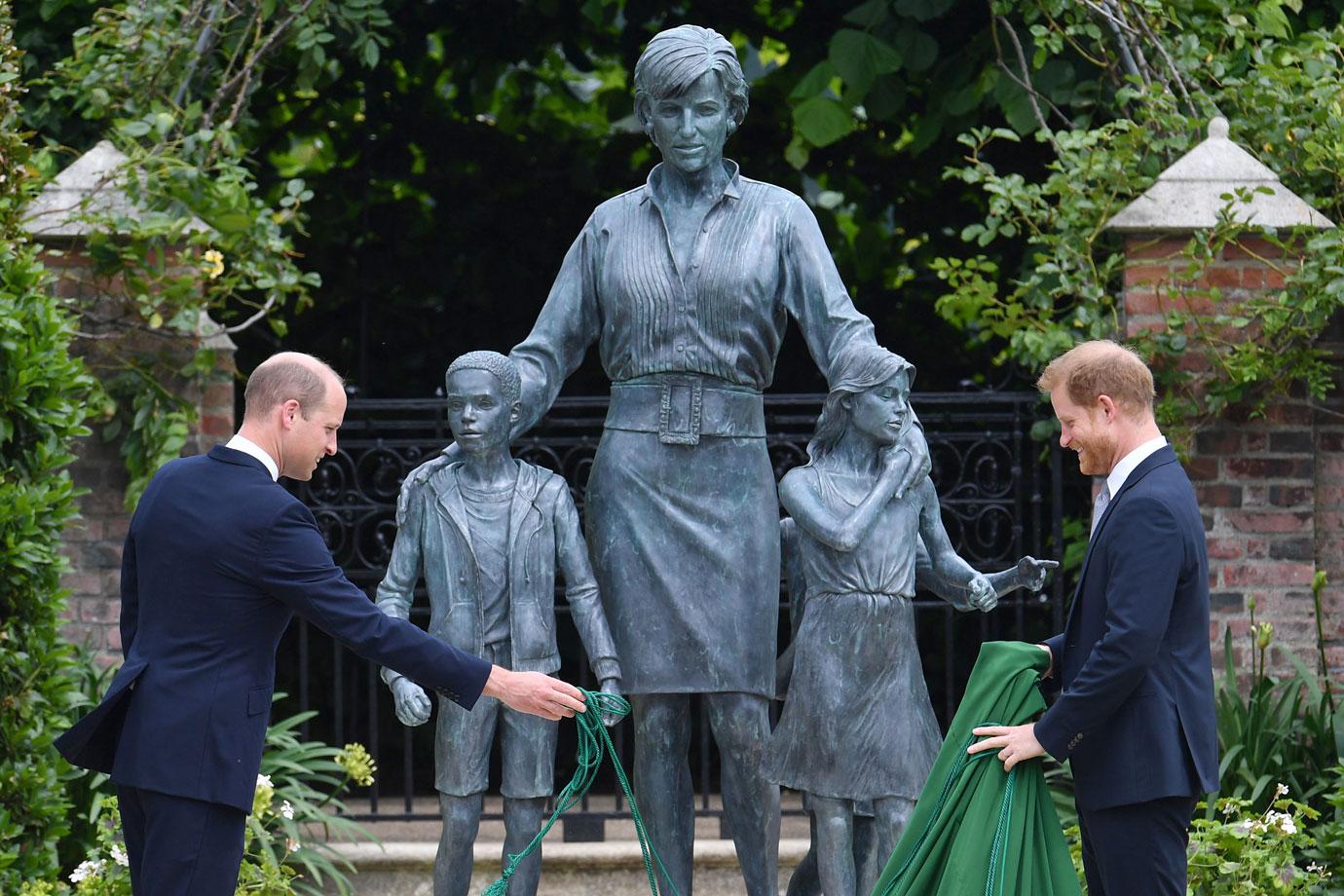 prince william harry reunite first photos mom diana statue unveiling