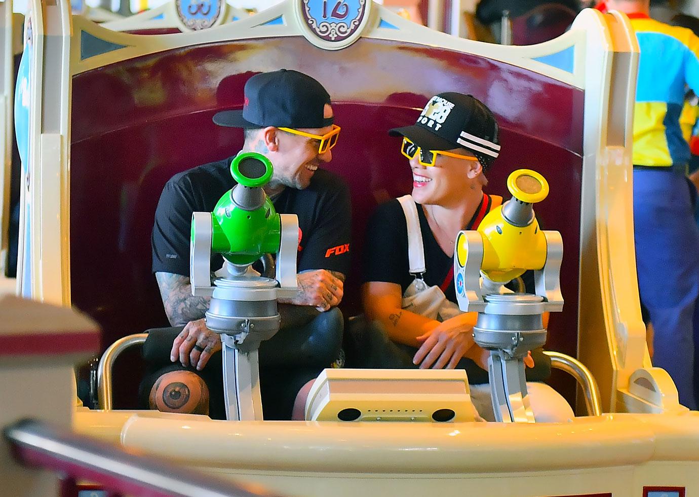 Pink And Carey Hart in Disneyland PDA