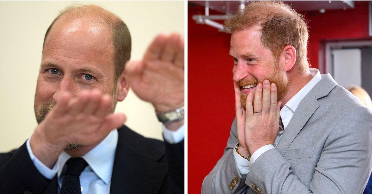 Split photos of Prince William and Harry
