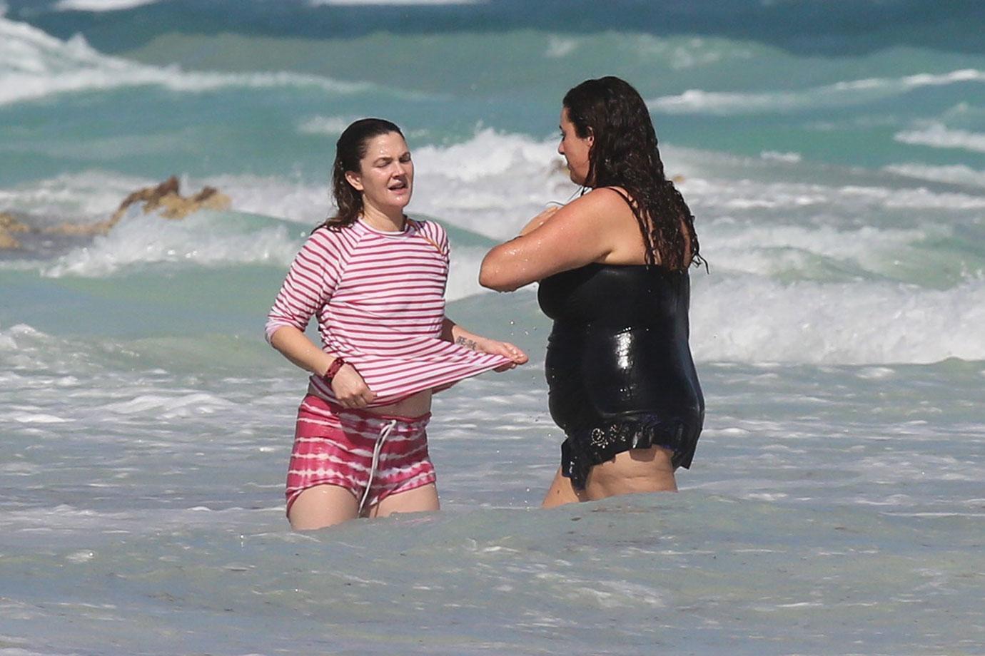 //drew barrymore bikini wetsuit boobs belly mexico