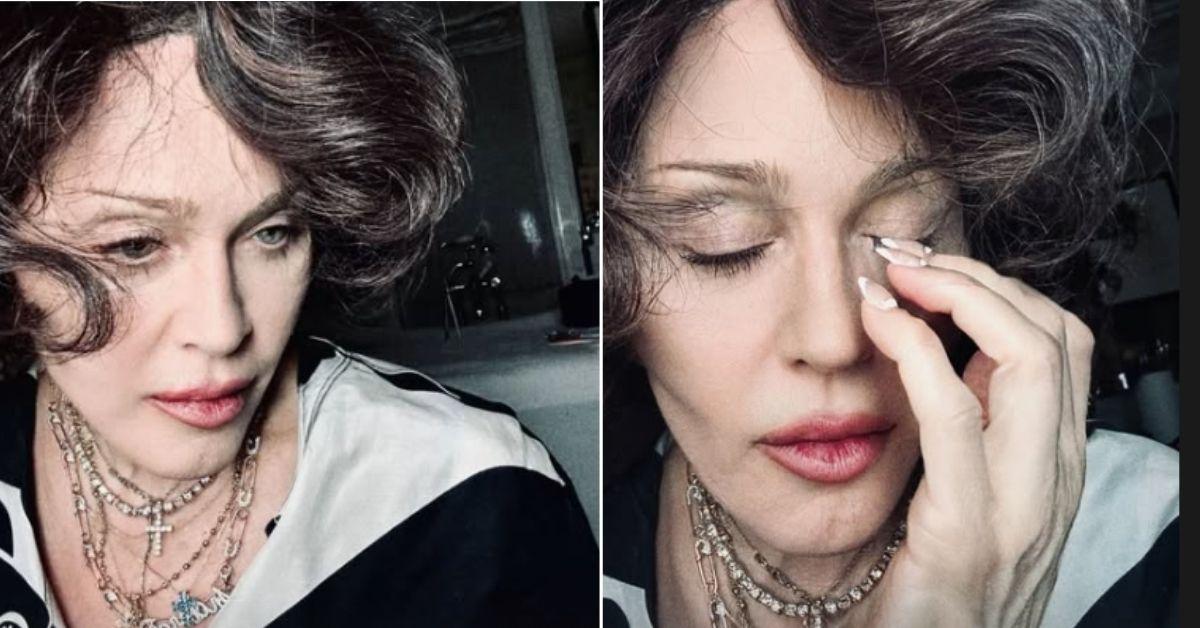Split photo of Madonna