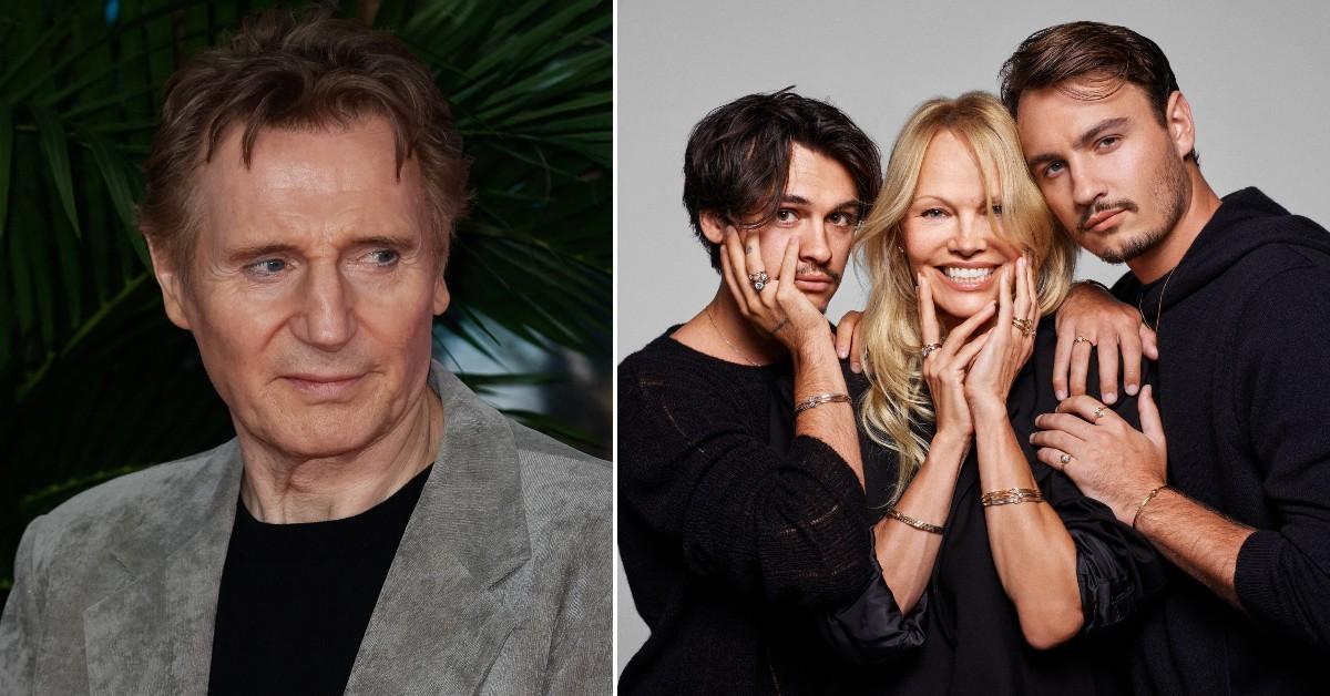 photo of liam neeson and pam anderson