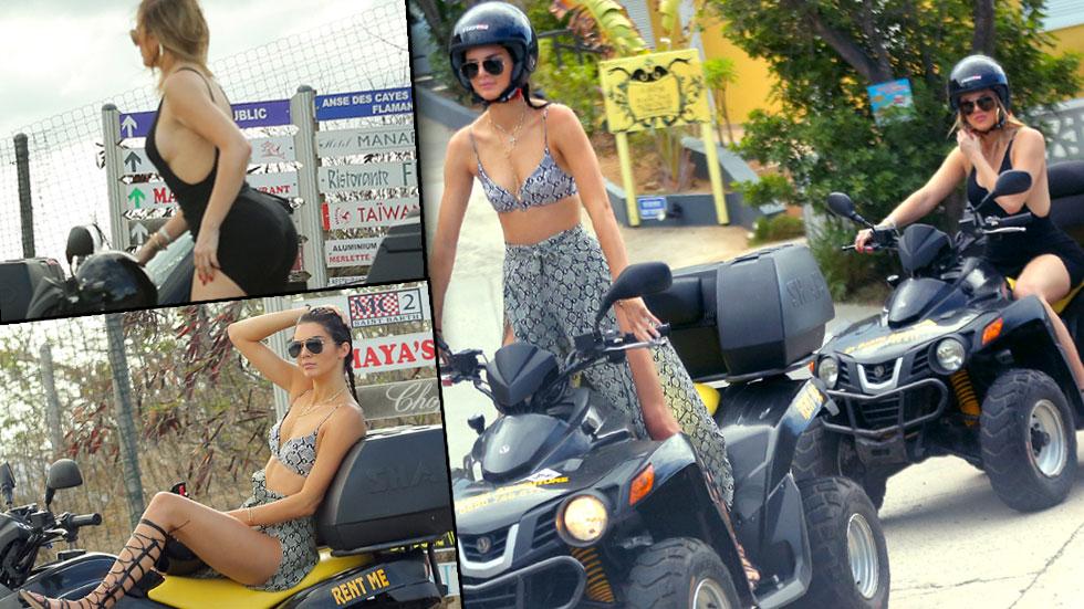 Kendall Jenner And Khloe Kardashian Ride ATV's In St. Barths