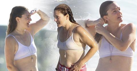 drew barrymore bikini bra shorts post baby body mexico