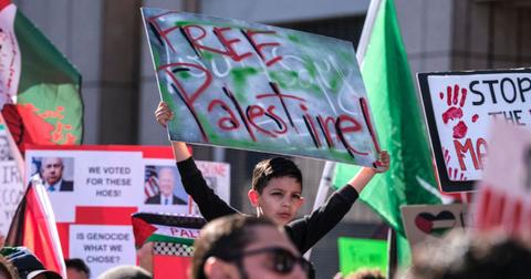 hundreds of anti israel protesters storm the streets of manhattan
