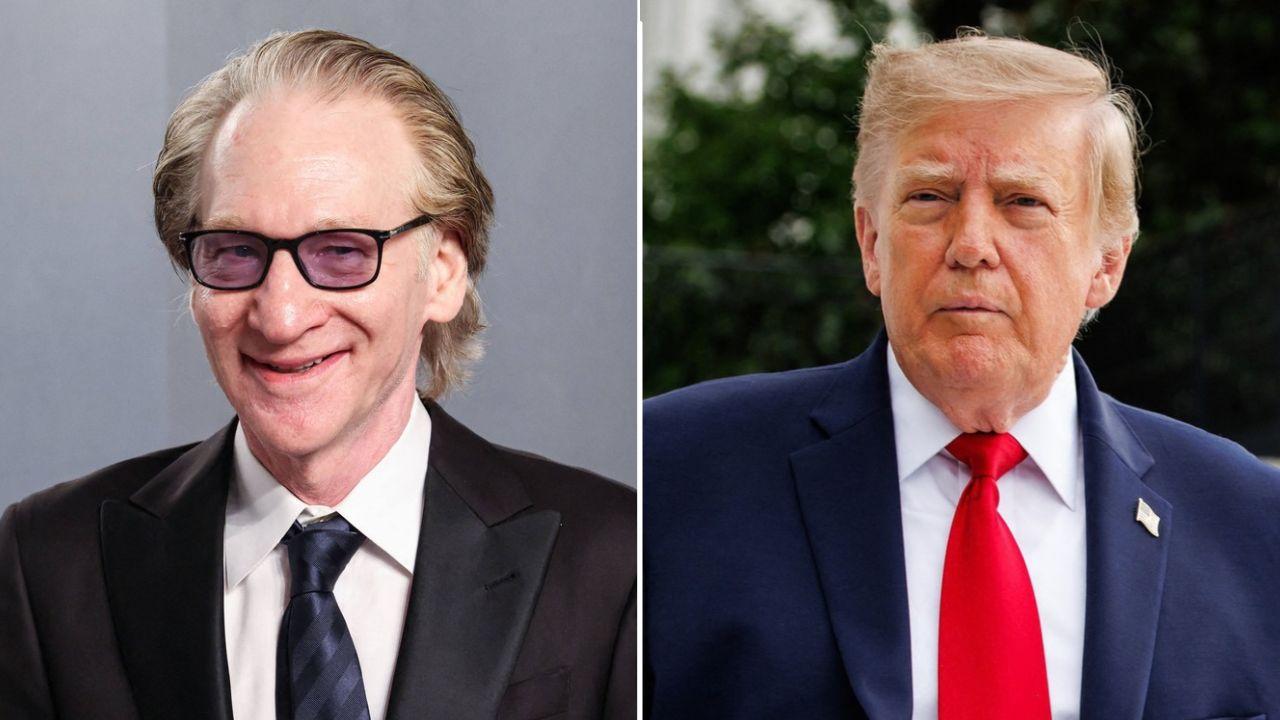 A photo of Bill Maher alongside a photo of Donald Trump