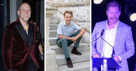 Split photo of Mike Tindall,Prince George and Prince Harry