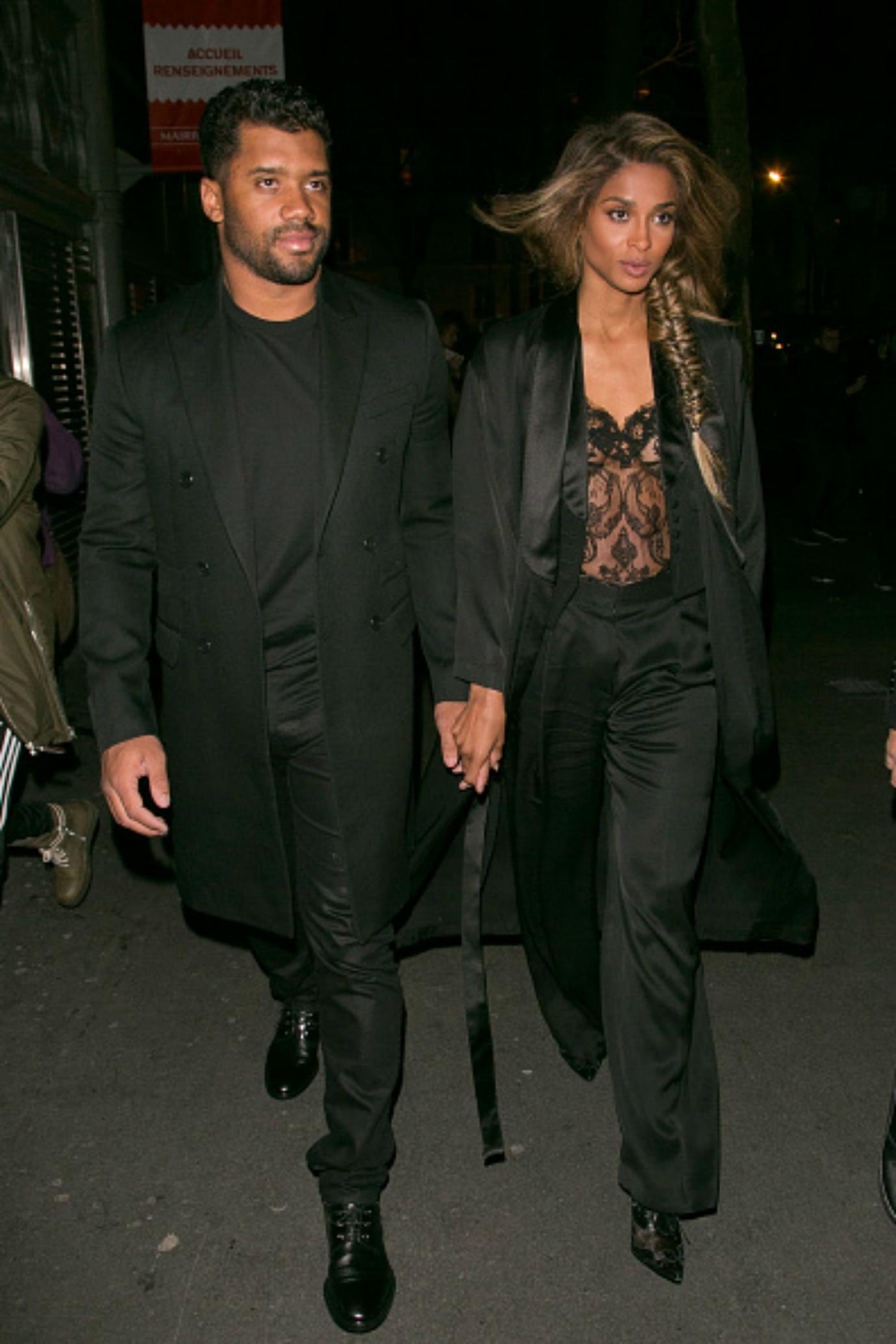 Russel Wilson and Ciara walk together