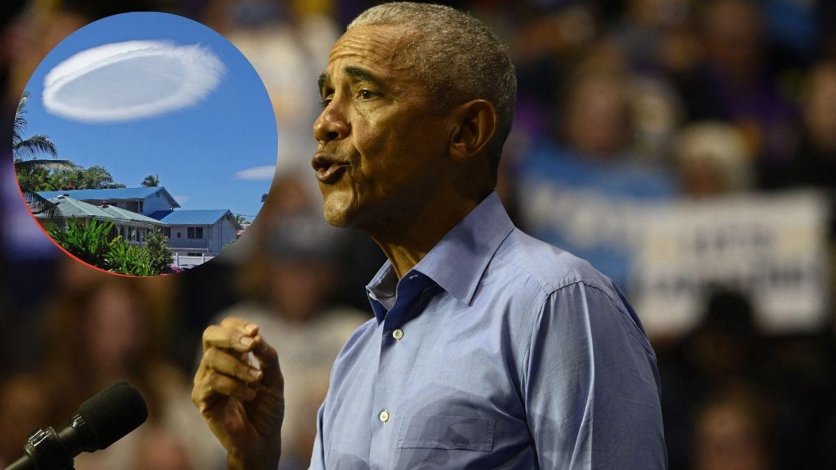 Composite photo of UFO and Barack Obama