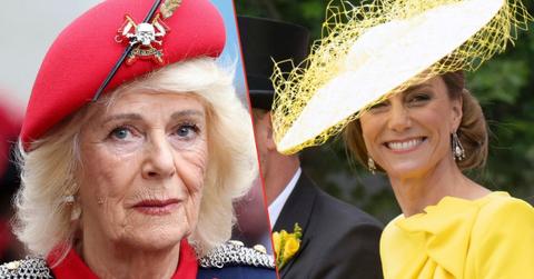 Split photo of Queen Camilla and Princess Catherine