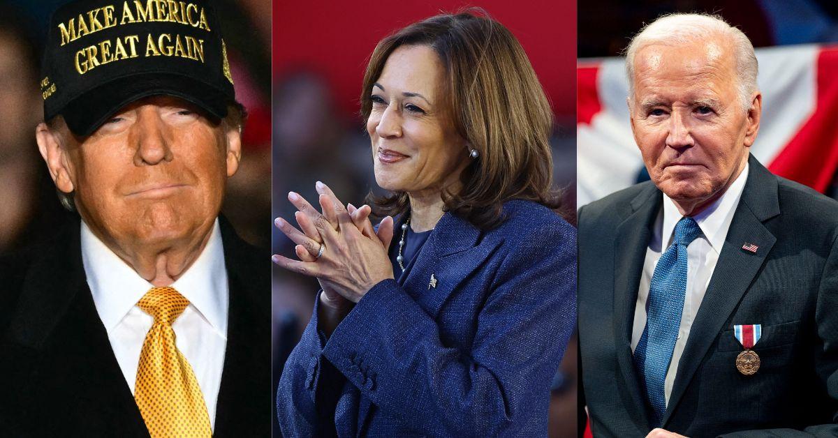Photo of Donald Trump, Kamala Harris, Joe Biden