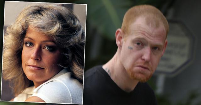 Redmond O'Neal Looking Angry With Inset of Farrah Fawcett Closeup