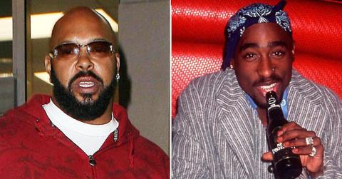 A photo of Suge Knight alongside a photo of Tupac Shakur