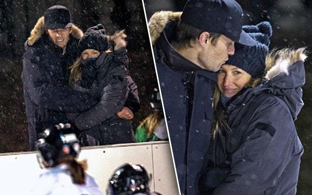 Tom Brady Gisele Bundchen Marriage Kiss PDA Hockey Game