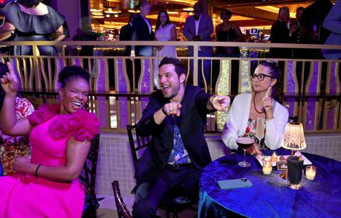 l r amber ruffin and skylar astin attend atlantis paradise island bahamas th anniversary bal de royale at atlantis paradise island on november in nassau bahamas