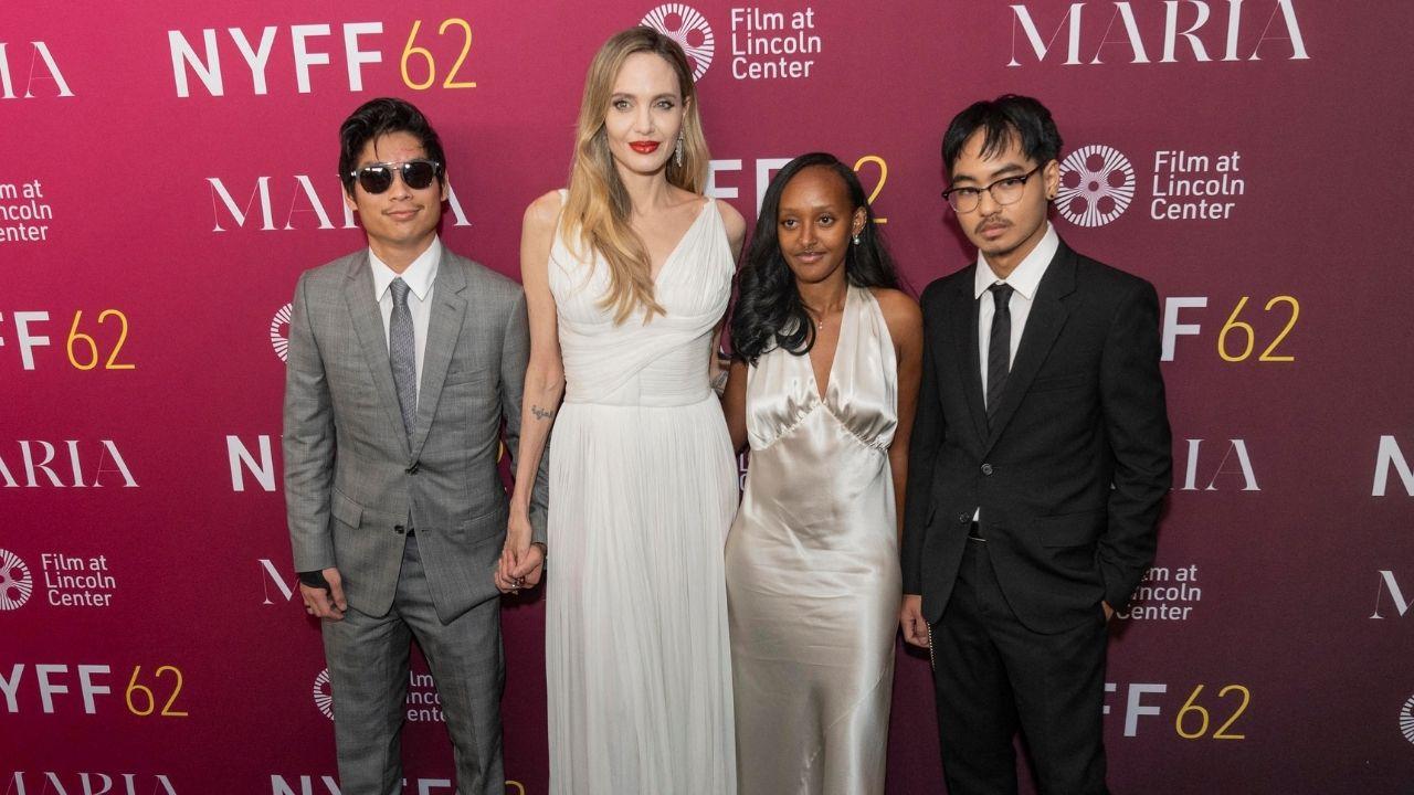 Photo of Pax Thien Jolie, Angelina Jolie, Zahara Marley Jolie, and Maddox Chivan Jolie