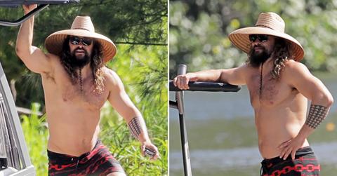 jason momoa aquaman shows off abs photos partying hawaii wrapped lisa bonet mia r