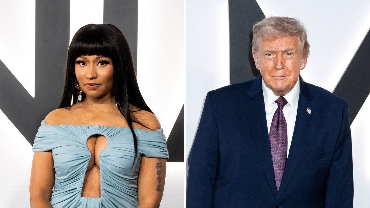 A photo of Nicki Minaj alongside a photo of Donald Trump