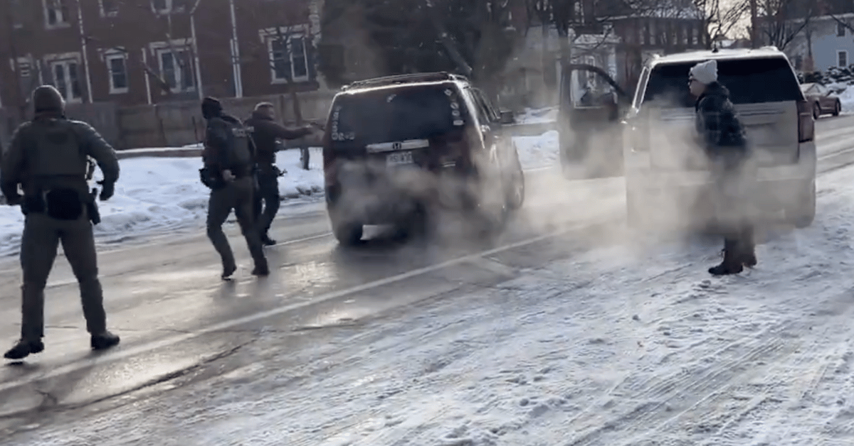 Photo of ICE agent opening fire in Minneapolis