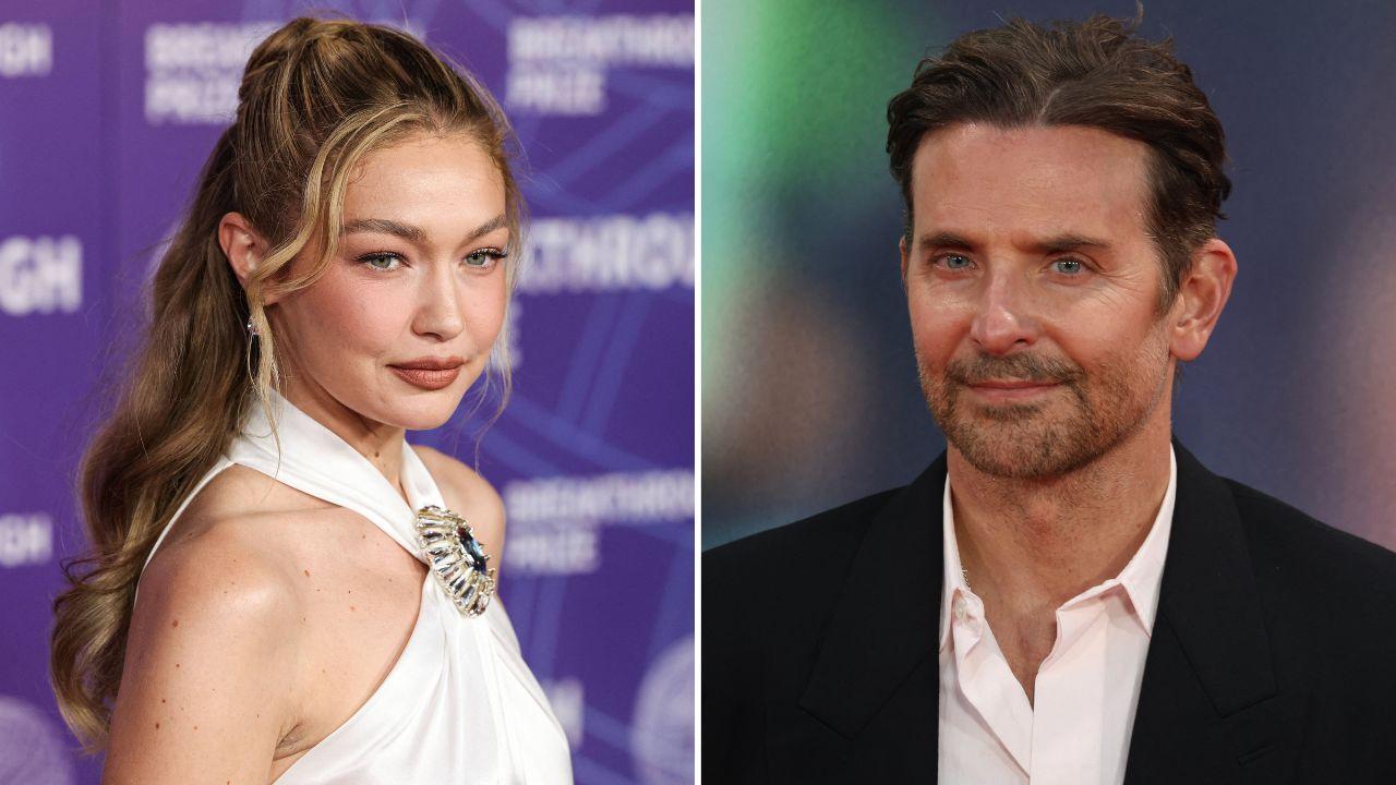 A photo of Gigi Hadid alongside a photo of Bradley Cooper